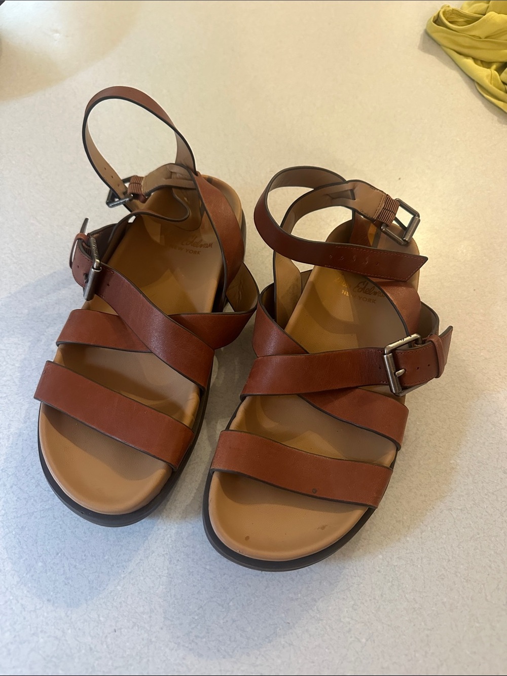 Sam Edelman Brown Leather Multi-Strap Ankle Buckle Sandals